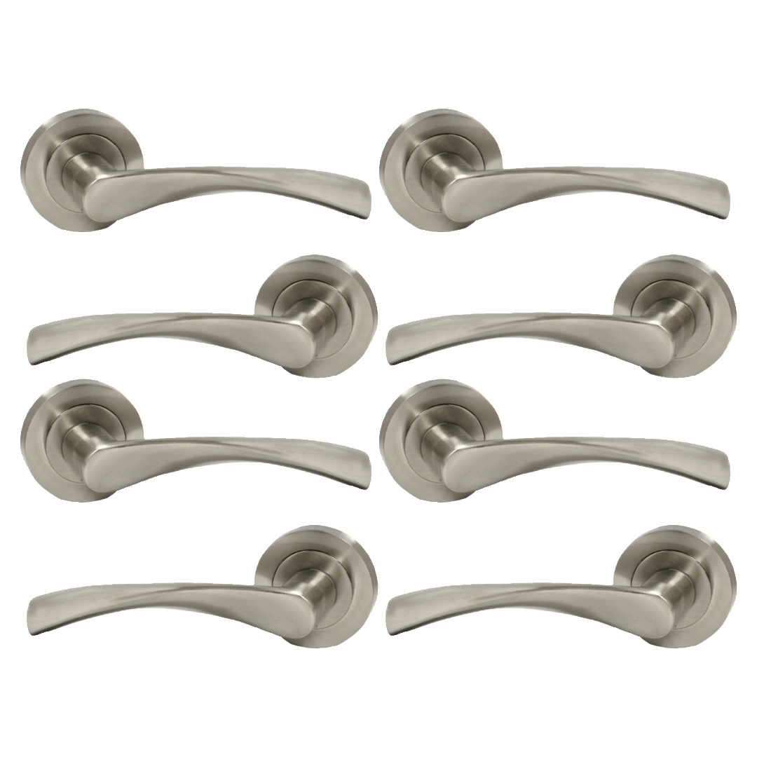MULTIPACK Astrid Door Handles Latch Twist Lever on Rose - Satin 120mm
