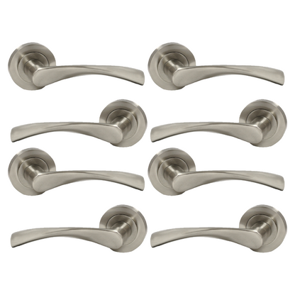 MULTIPACK Astrid Door Handles Latch Twist Lever on Rose - Satin 120mm