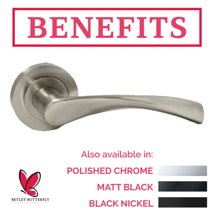 Astrid Door Handles Latch Twist Lever on Rose - Satin 120mm