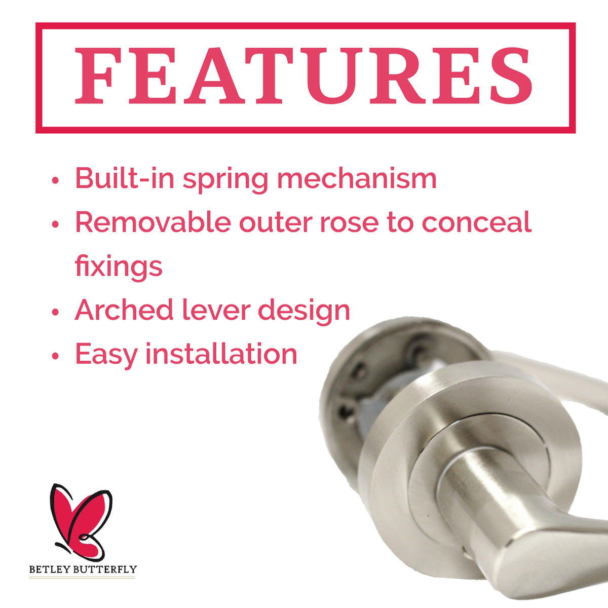 Marketplace JPG companion for Astrid Door Handles Latch Twist Lever on Rose Satin Escutcheon Key Lock 120mm - 50mm