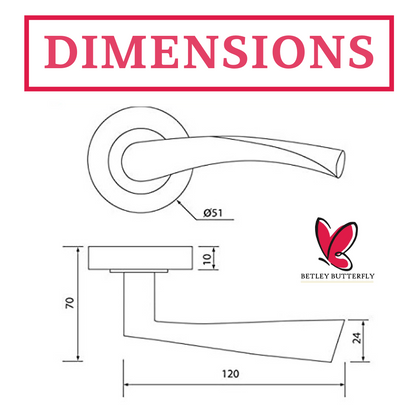 Astrid Door Handles Latch Twist Lever on Rose - Satin 120mm