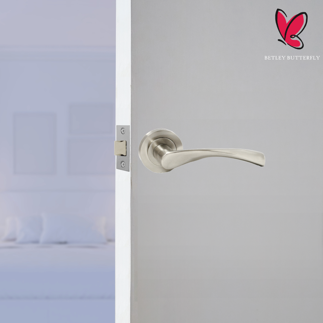 Astrid Door Handles Latch Twist Lever on Rose - Satin 120mm