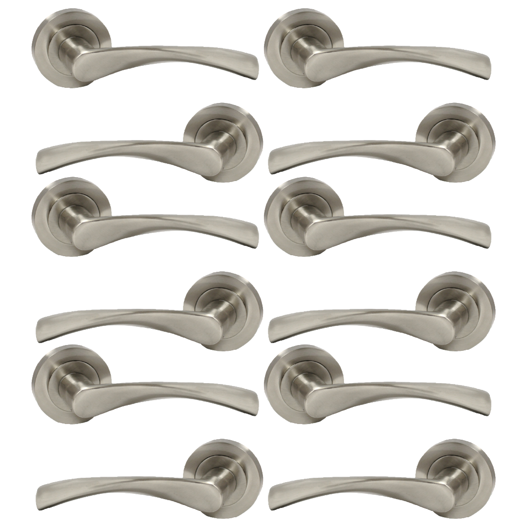 MULTIPACK Astrid Door Handles Latch Twist Lever on Rose - Satin 120mm