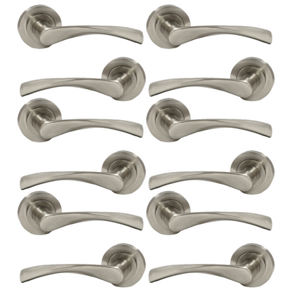 MULTIPACK Astrid Door Handles Latch Twist Lever on Rose - Satin 120mm