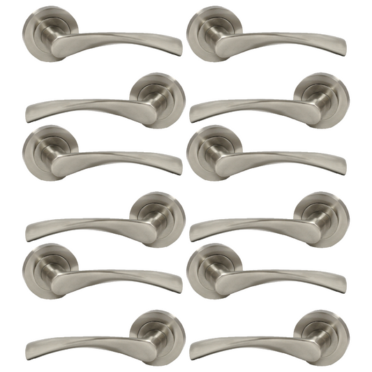 MULTIPACK Astrid Door Handles Latch Twist Lever on Rose - Satin 120mm