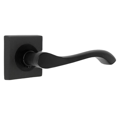 Poignée de porte Zena noire mate à levier sur rosace carrée, ensemble de poignées à loquet interne