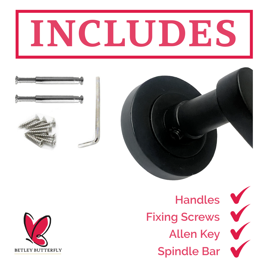 Cadenza Door Handle Bathroom Set Modern Design Matt Black Lever on Rose Internal Thumbturn