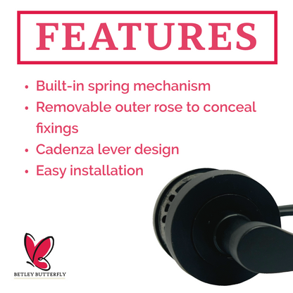 Cadenza Door Handle Bathroom Set Modern Design Matt Black Lever on Rose Internal Thumbturn