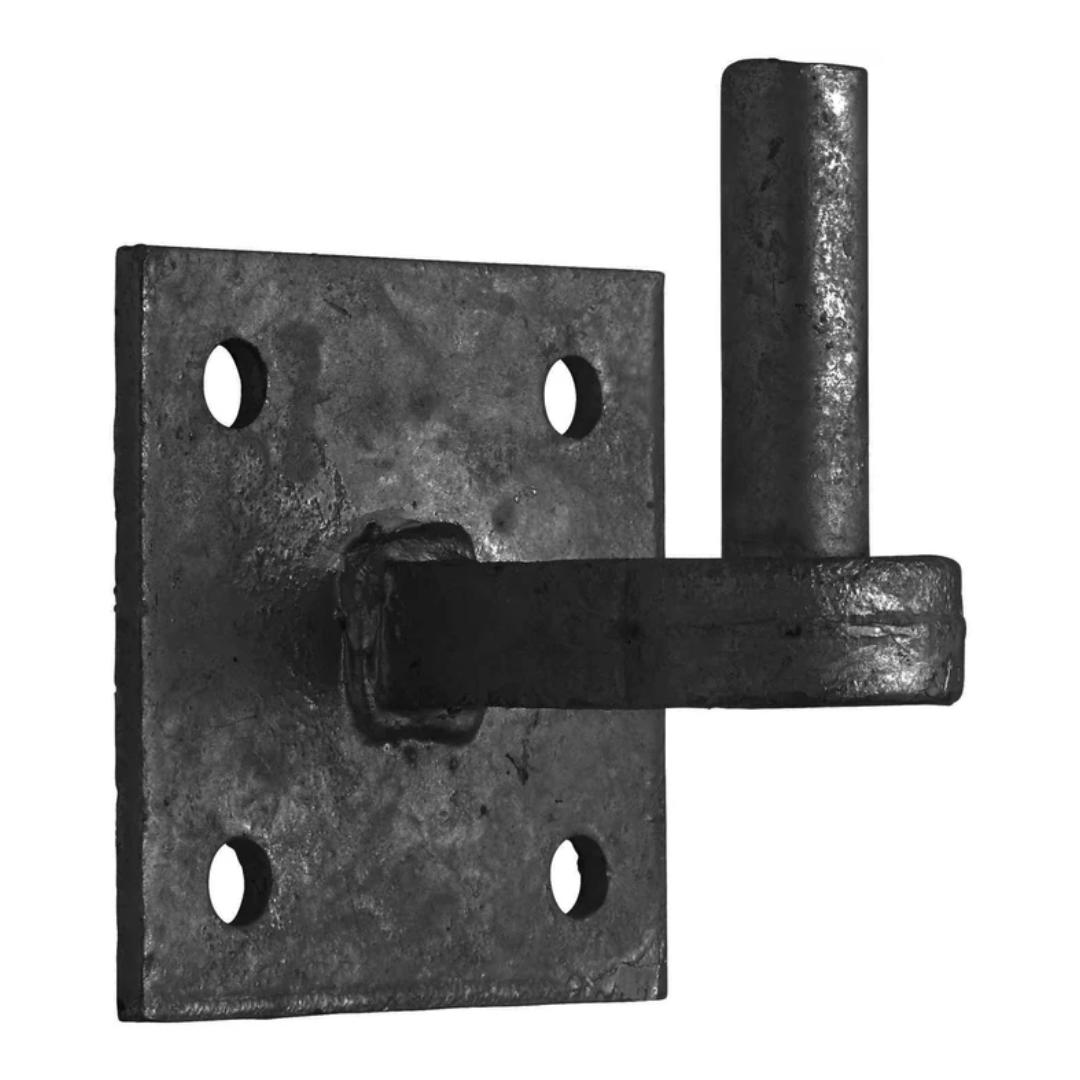 Gate 19mm Hook on 100mm (4" x 4") Plate - Black with Extended Shoulder HEAVY DUTY
