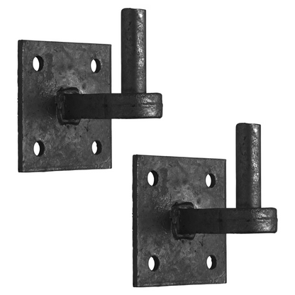 Gate 19mm Hook on 100mm (4" x 4") Plate - Black with Extended Shoulder HEAVY DUTY