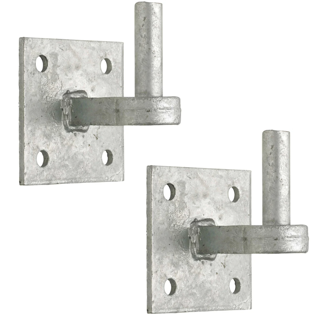 2 plaques à crochets galvanisées robustes de 19 mm - Ferme/Champ/Portail