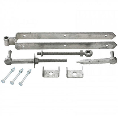 Adjustable Double Strap Field Gate Hinge Set 12" / 18" / 24" for 3in Gates - Black or Galvanised