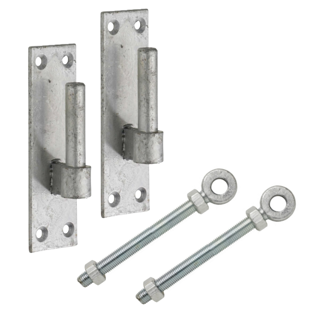 Paire de supports à goupille de 16 mm et 16 boulons à œil réglables de 150 mm galvanisés