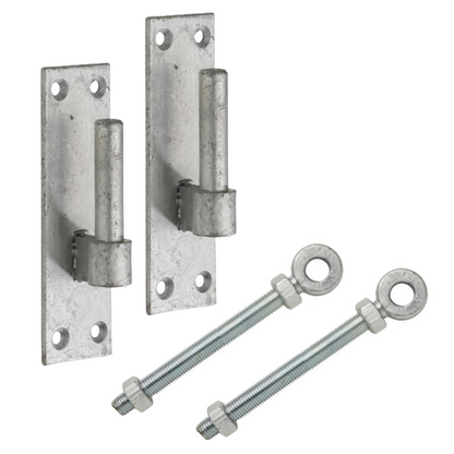 Paire de supports à goupille de 16 mm et 16 boulons à œil réglables de 150 mm galvanisés