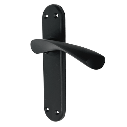 London Astrid Twist Door Handle Matt Black Lever on Backplate Latch Handles
