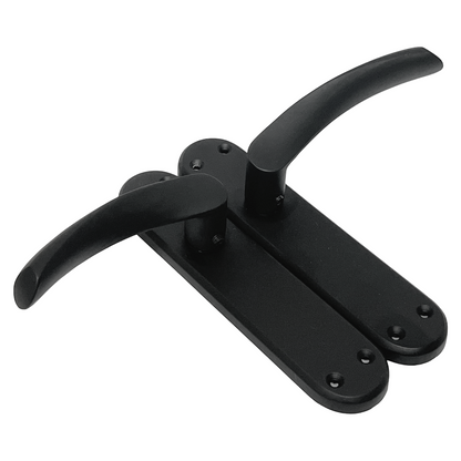 London Astrid Twist Door Handle Matt Black Lever on Backplate Latch Handles