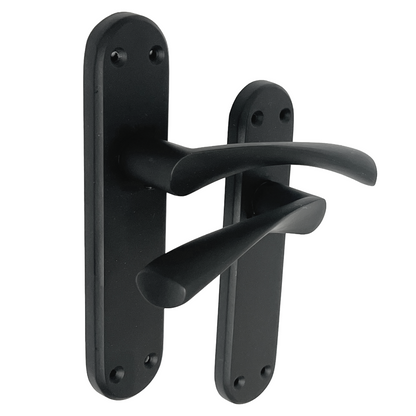 London Astrid Twist Door Handle Matt Black Lever on Backplate Latch Handles