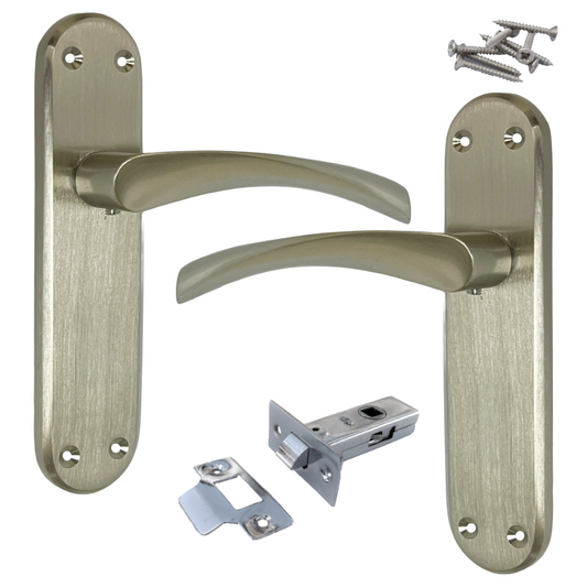London Astrid Twist Door Handle Satin Nickel Lever on Backplate with Latch