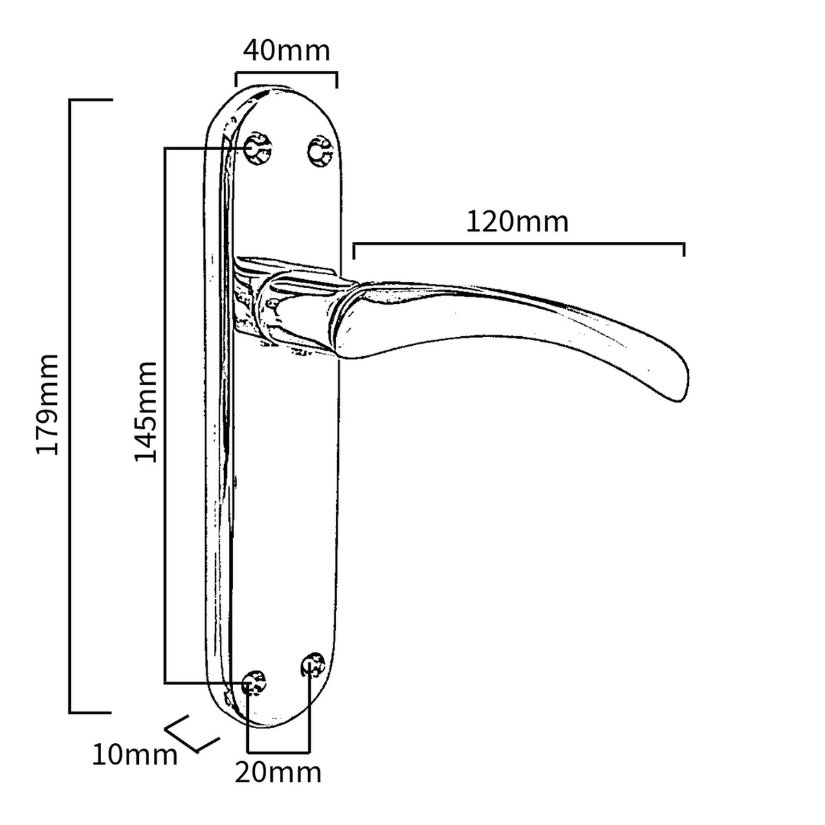 Marketplace JPG companion for London Astrid Twist Door Handle Matt Black Lever on Backplate with Latch - 179mm X 40mm