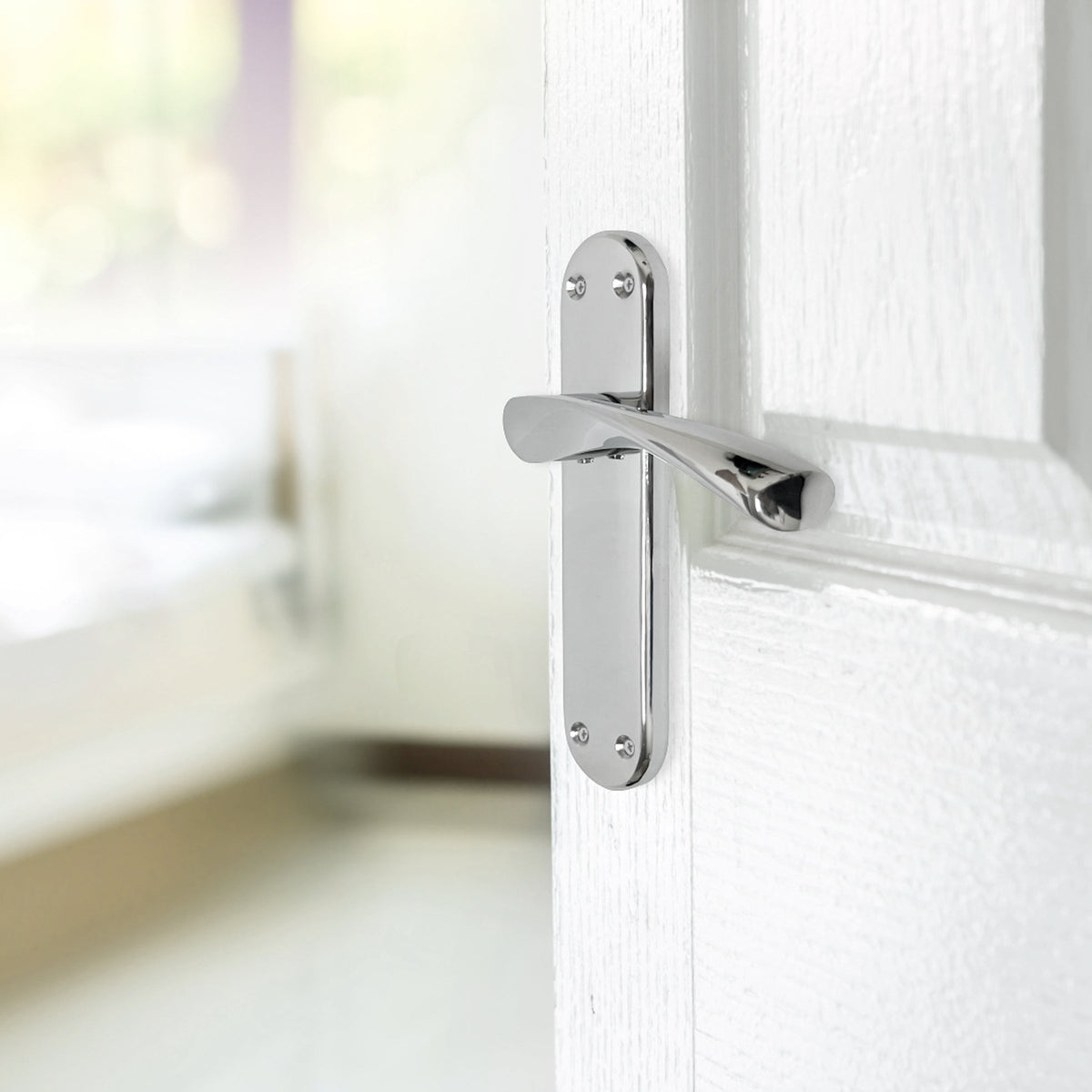 Marketplace JPG companion for London Astrid Twist Door Handle Polished Chrome Lever on Backplate with Latch - 179mm X 40mm