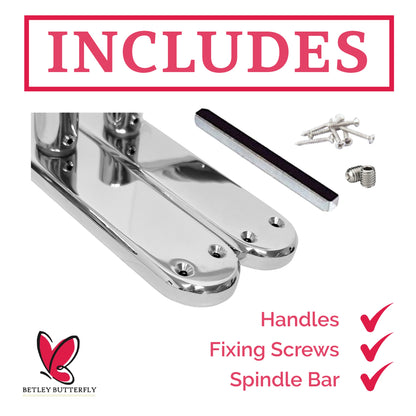 Marketplace JPG companion for London Astrid Twist Door Handle Polished Chrome Lever on Backplate with Latch - 179mm X 40mm