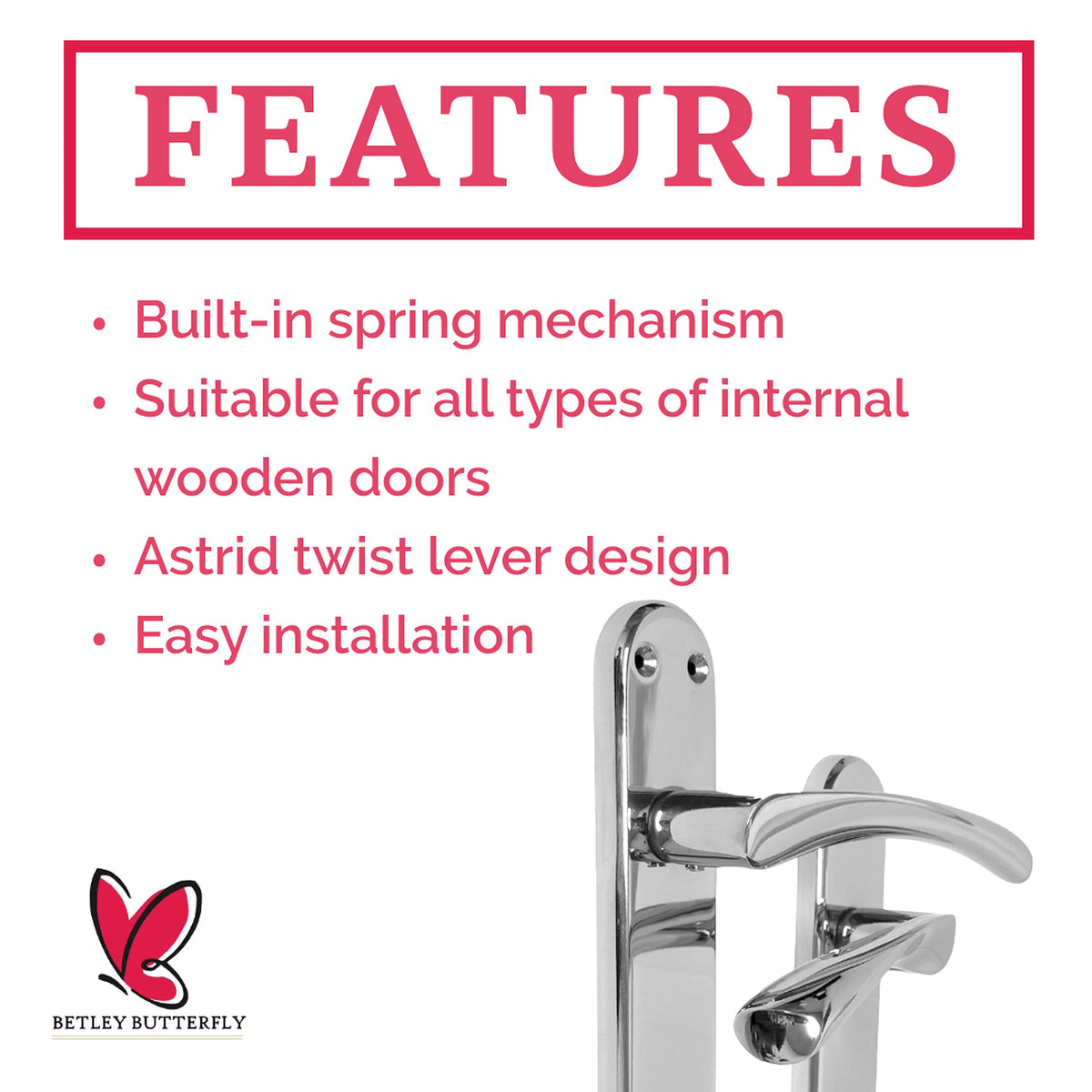 Marketplace JPG companion for London Astrid Twist Door Handle Polished Chrome Lever on Backplate Lock Handles - 179mm X 40mm