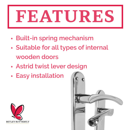 Marketplace JPG companion for London Astrid Twist Door Handle Polished Chrome Lever on Backplate Lock Handles - 179mm X 40mm