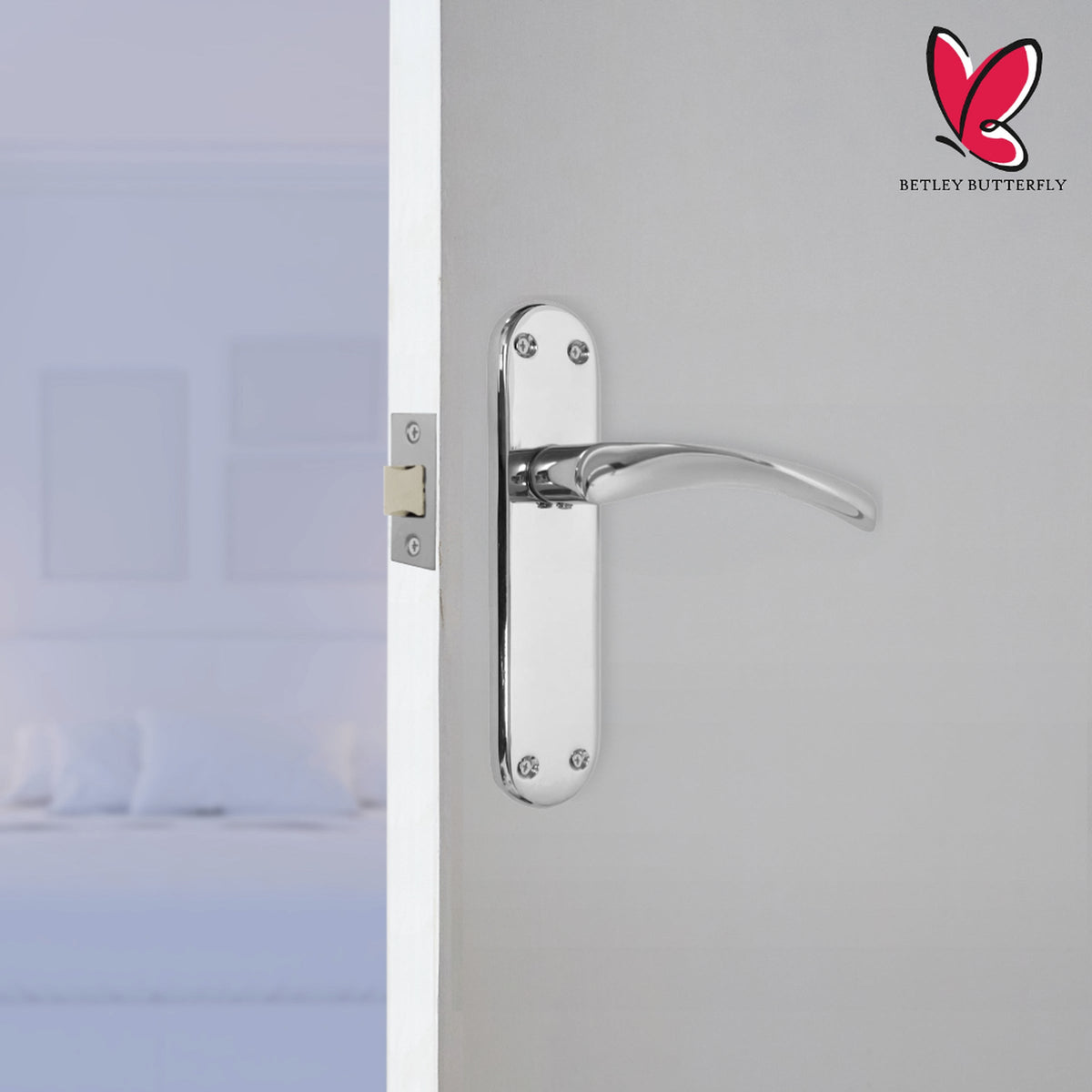 Marketplace JPG companion for London Astrid Twist Door Handle Polished Chrome Lever on Backplate with Latch - 179mm X 40mm