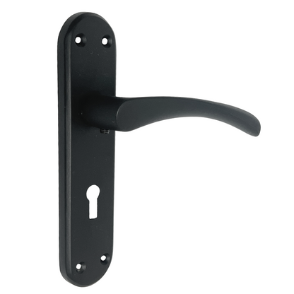 London Astrid Twist Door Handle Matt Black Lever on Backplate Lock Handles