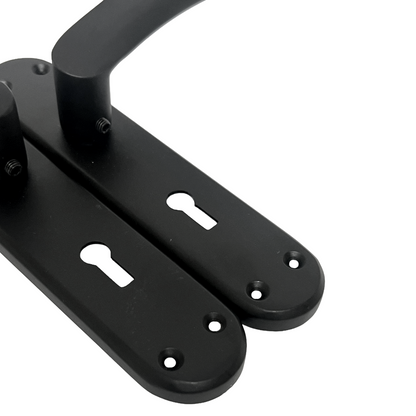London Astrid Twist Door Handle Matt Black Lever on Backplate Lock Handles