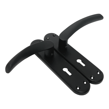 London Astrid Twist Door Handle Matt Black Lever on Backplate Lock Handles