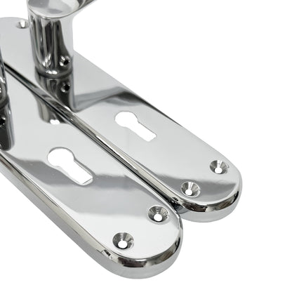 Marketplace JPG companion for London Astrid Twist Door Handle Polished Chrome Lever on Backplate with Lock and Key - 179mm X 40mm