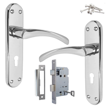 Marketplace JPG companion for London Astrid Twist Door Handle Polished Chrome Lever on Backplate with Lock and Key - 179mm X 40mm
