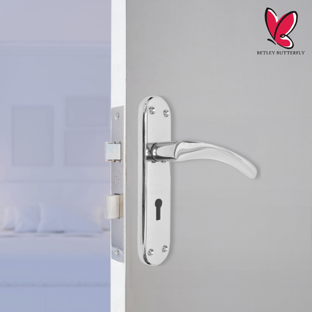 Marketplace JPG companion for London Astrid Twist Door Handle Polished Chrome Lever on Backplate Lock Handles - 179mm X 40mm