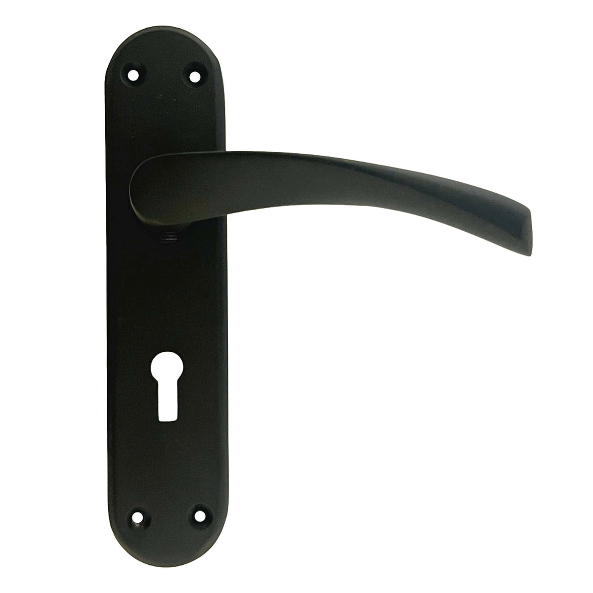 Marketplace JPG companion for London Astrid Twist Door Handle Matt Black Lever on Backplate with Lock and Key - 179mm X 40mm
