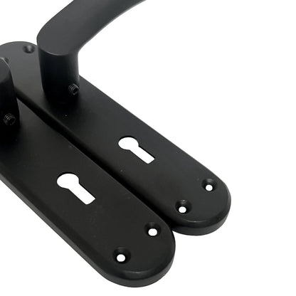 Marketplace JPG companion for London Astrid Twist Door Handle Matt Black Lever on Backplate with Lock Key Hinges - 179mm X 40mm