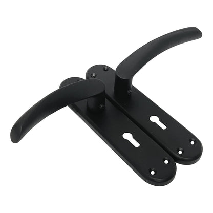Marketplace JPG companion for London Astrid Twist Door Handle Matt Black Lever on Backplate with Lock and Key - 179mm X 40mm