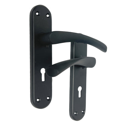 Marketplace JPG companion for London Astrid Twist Door Handle Matt Black Lever on Backplate with Lock and Key - 179mm X 40mm