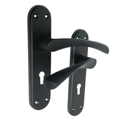 Marketplace JPG companion for London Astrid Twist Door Handle Matt Black Lever on Backplate with Lock Key Hinges - 179mm X 40mm