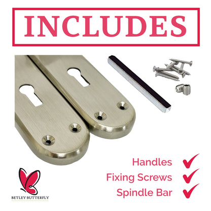 Marketplace JPG companion for London Astrid Twist Door Handle Satin Nickel Lever on Backplate with Lock Key Hinges - 179mm X 40mm