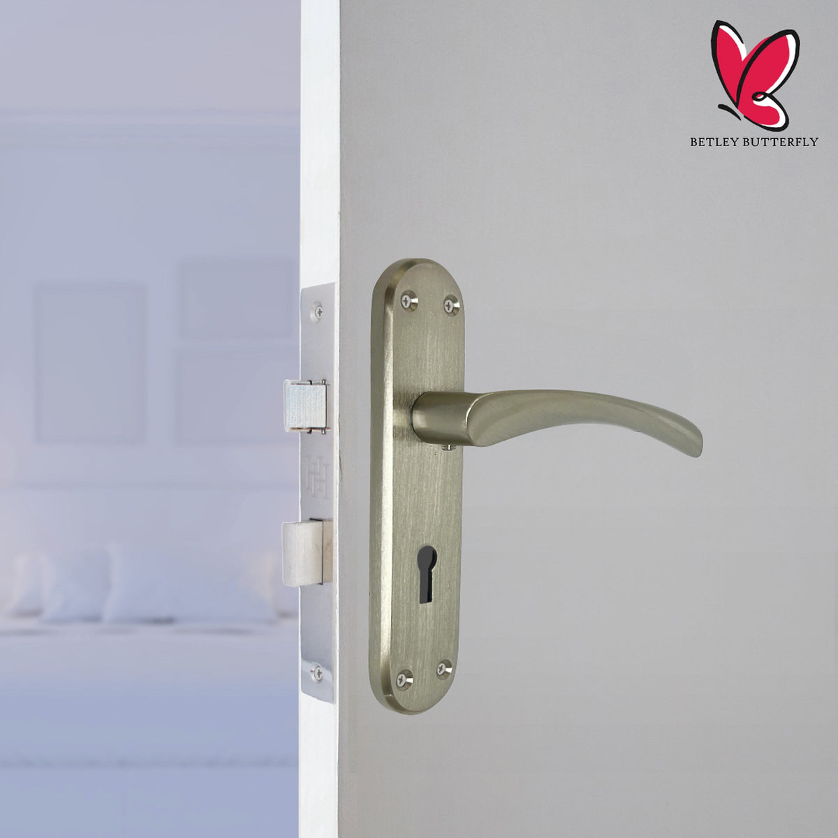 Marketplace JPG companion for London Astrid Twist Door Handle Satin Nickel Lever on Backplate Lock Handles - 179mm X 40mm