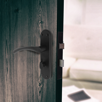 London Astrid Twist Door Handle Matt Black Bathroom Handles with Lock Hinges