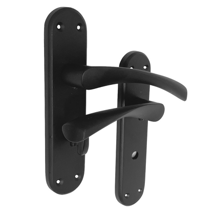London Astrid Twist Door Handle Matt Black Bathroom Handles with Lock Hinges