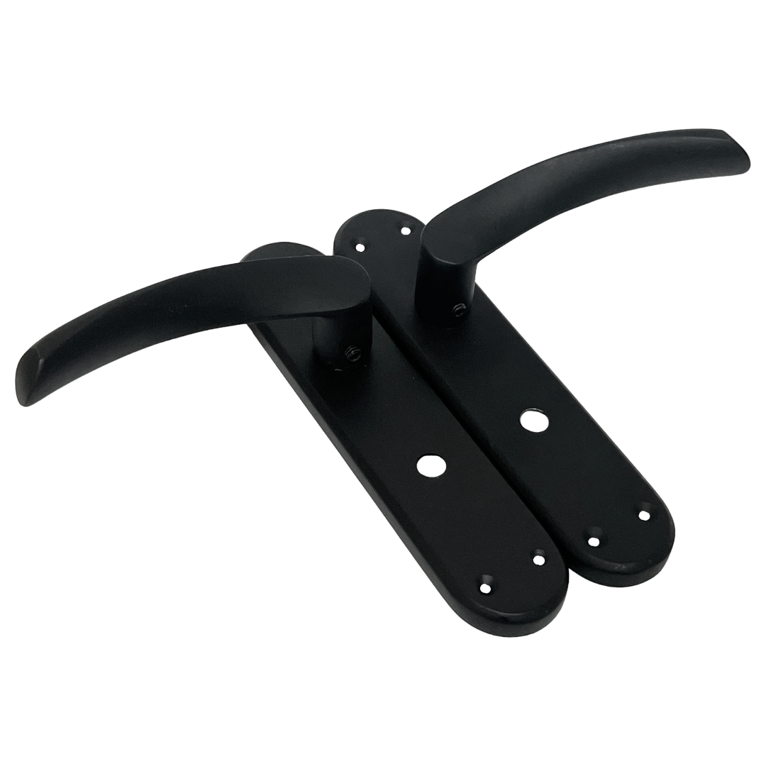 London Astrid Twist Door Handle Matt Black Bathroom Handles with Lock Hinges