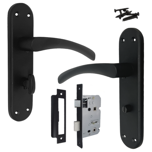 London Astrid Twist Door Handle Matt Black Bathroom Handles with Lock