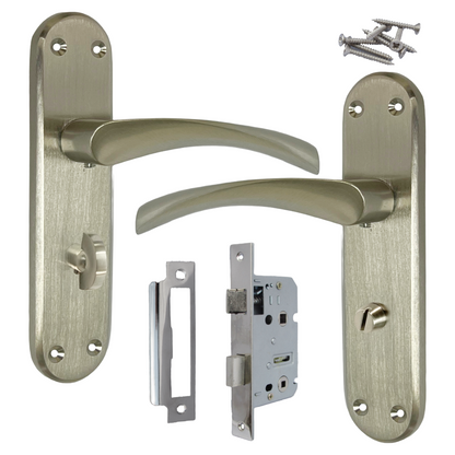 London Astrid Twist Door Handle Satin Nickel Bathroom Handles with Lock