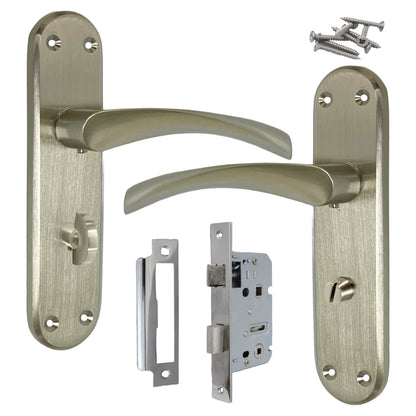 Marketplace JPG companion for London Astrid Twist Door Handle Satin Nickel Bathroom Handles with Lock - 179mm X 40mm
