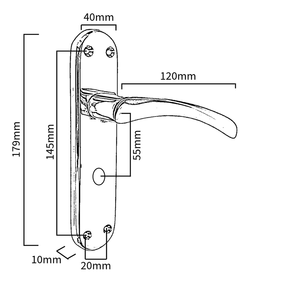 Marketplace JPG companion for London Astrid Twist Door Handle Matt Black Lever on Backplate with Lock and Key - 179mm X 40mm
