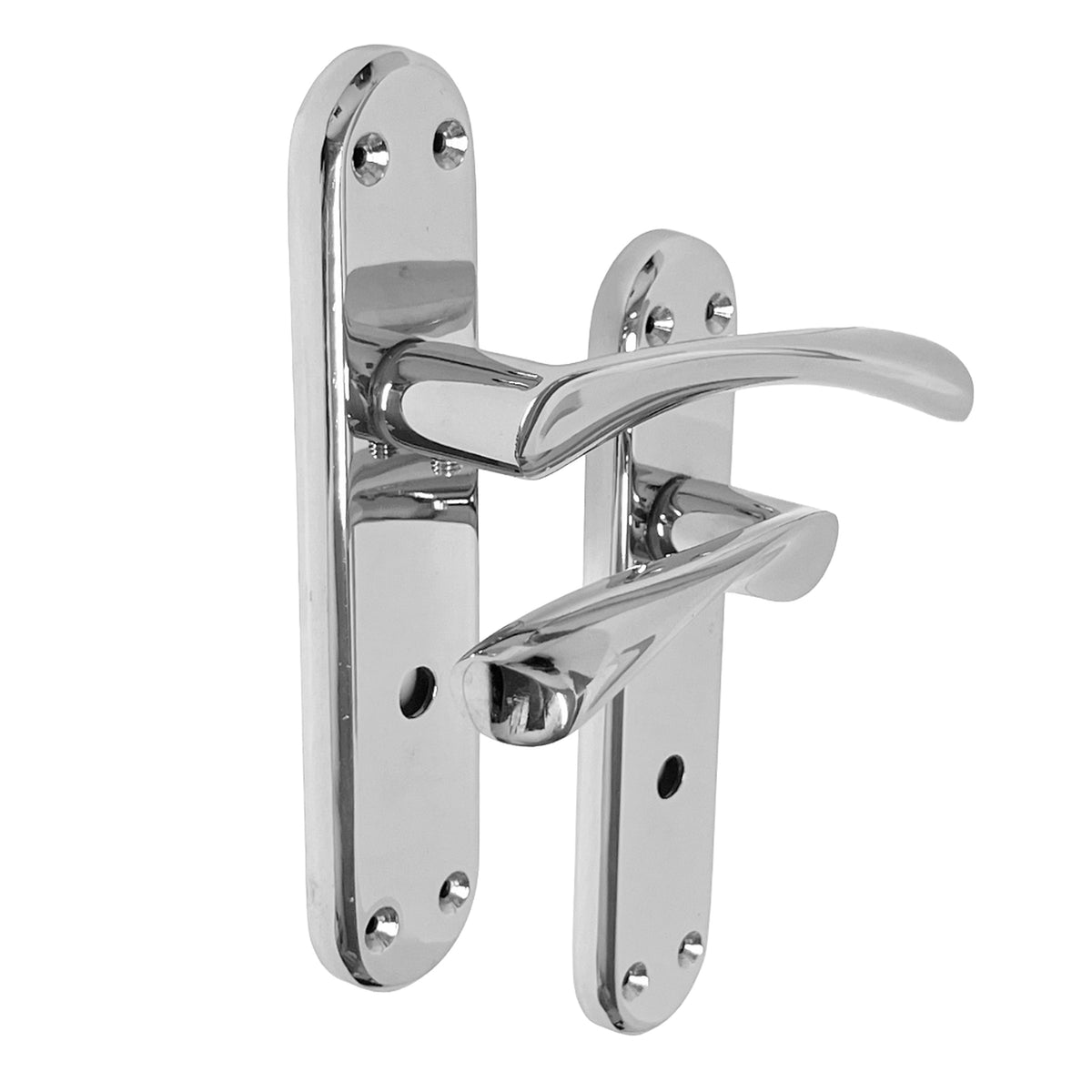 Marketplace JPG companion for London Astrid Twist Door Handle Polished Chrome on Backplate Bathroom Lock Handles - 179mm X 40mm