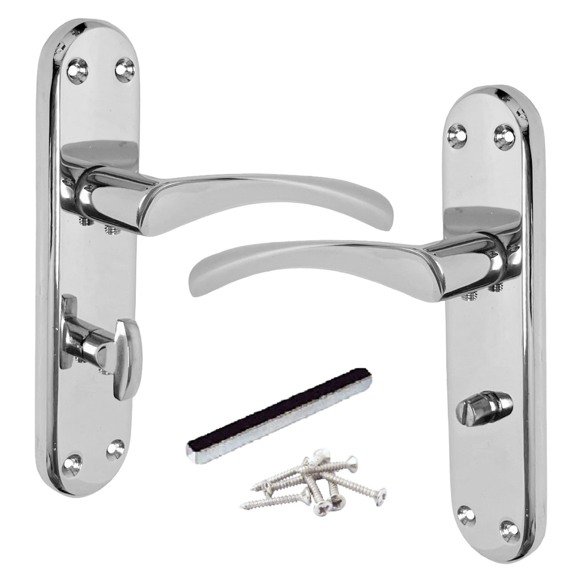 Marketplace JPG companion for London Astrid Twist Door Handle Polished Chrome on Backplate Bathroom Lock Handles - 179mm X 40mm